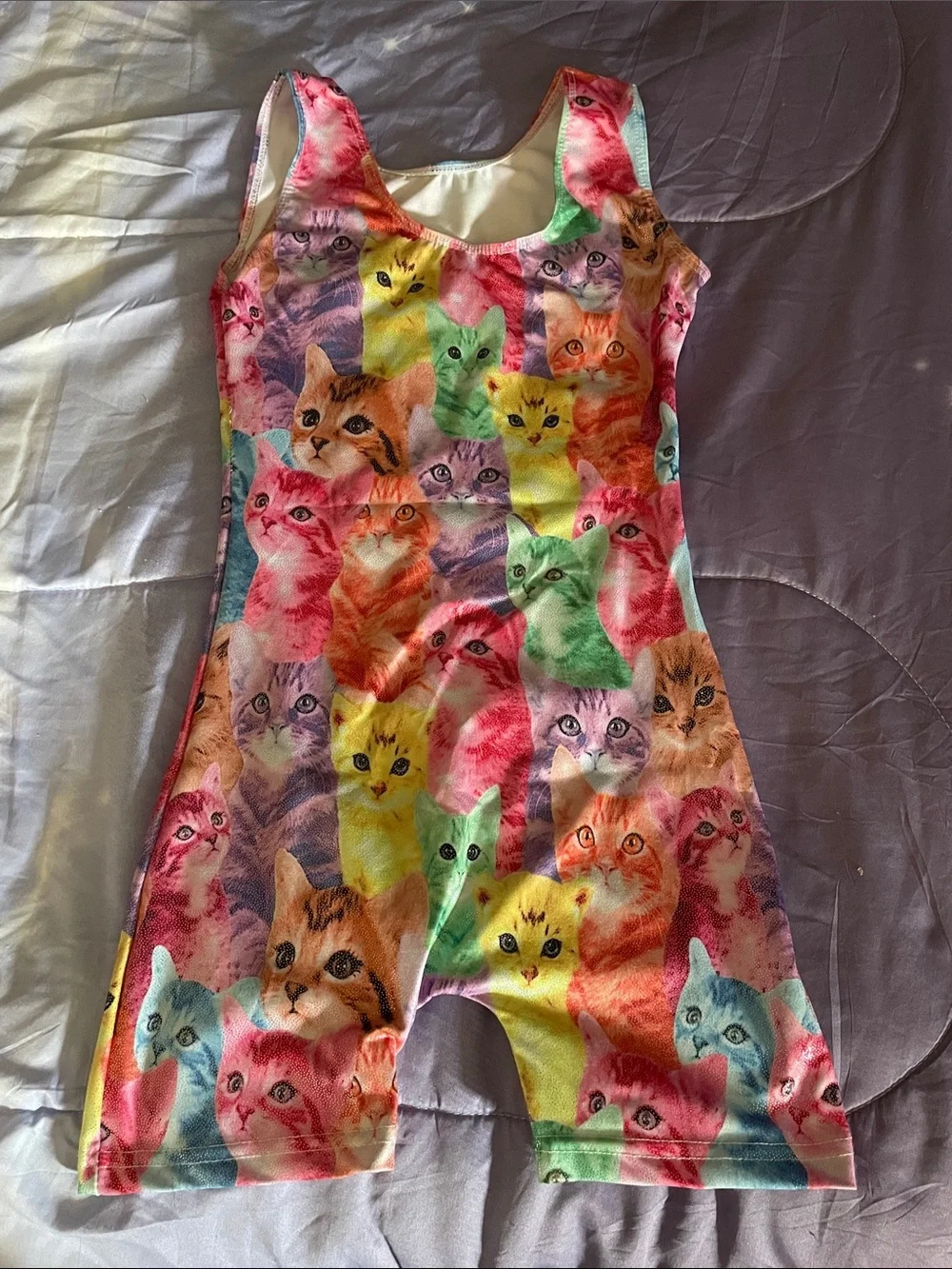 Gymnastics Kids Multicolor Cat Print One-Piece Romper